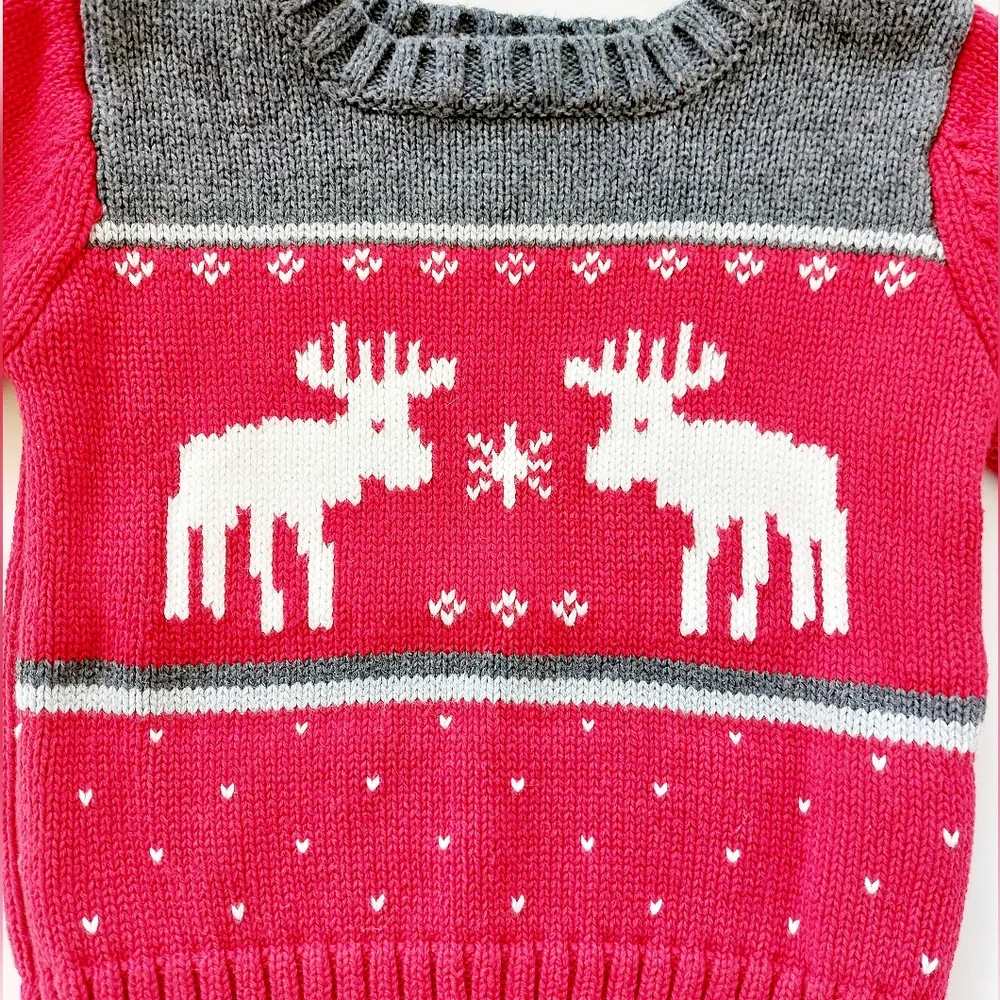 Reindeer & Snowflake Christmas Sweater 6-12 months‎ holiday red Gymboree